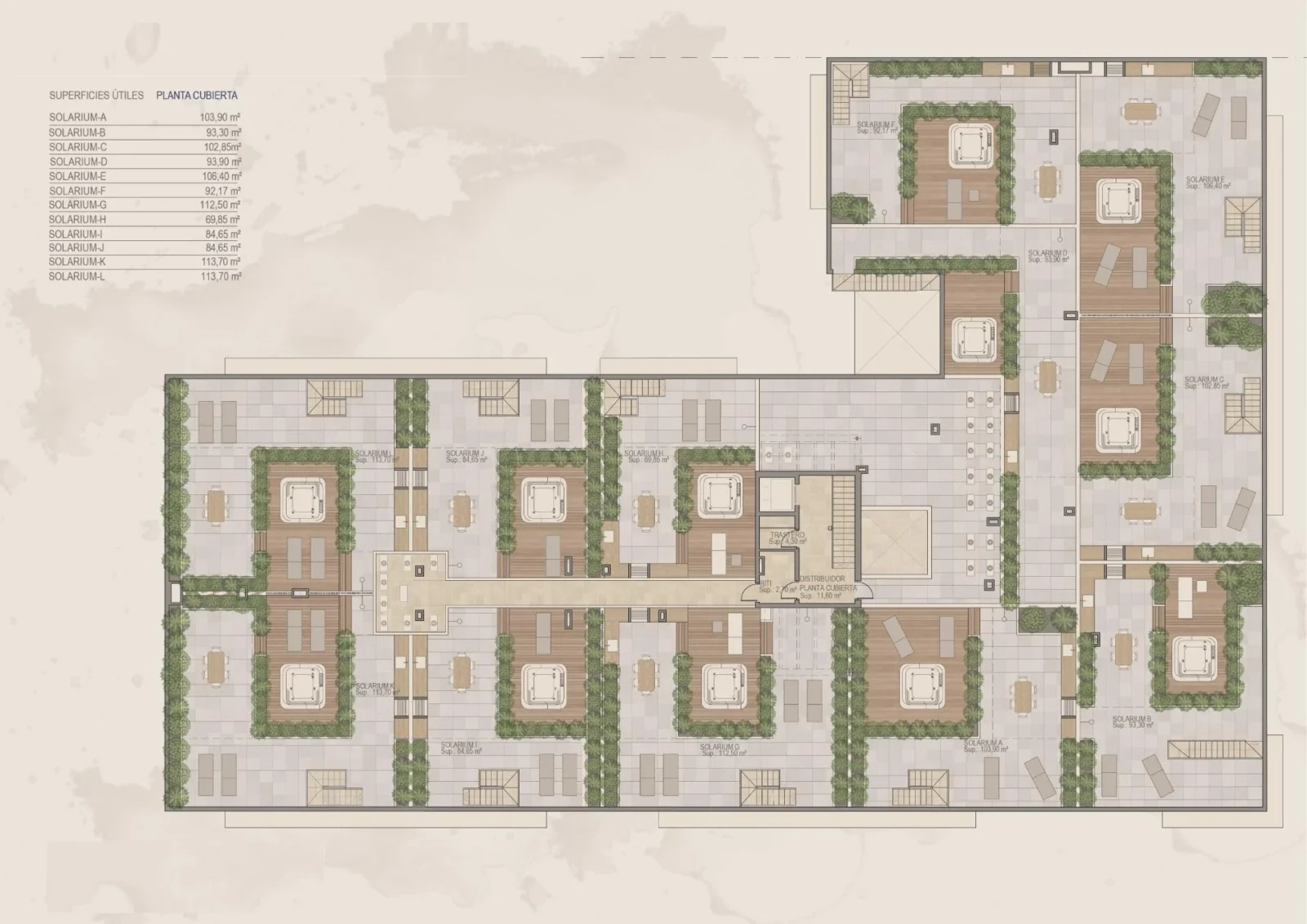 Penthouse med 3 soveværelser