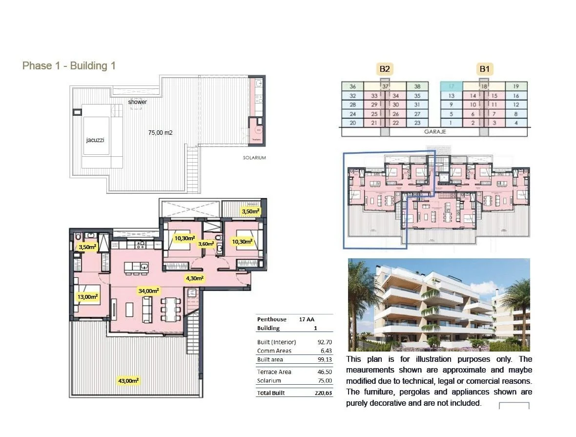 Penthouse med 3 soveværelser