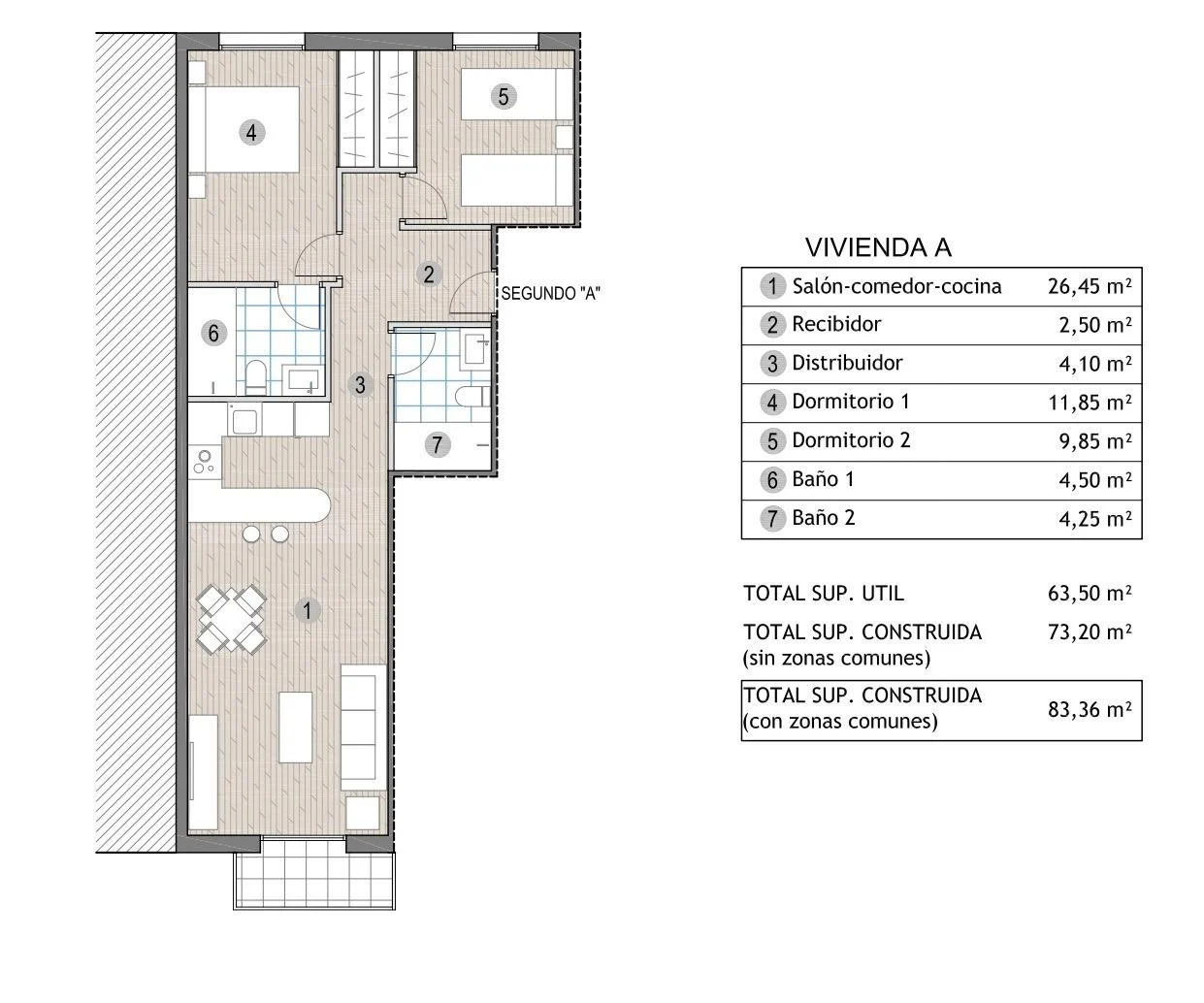 Penthouse med 2 soverom