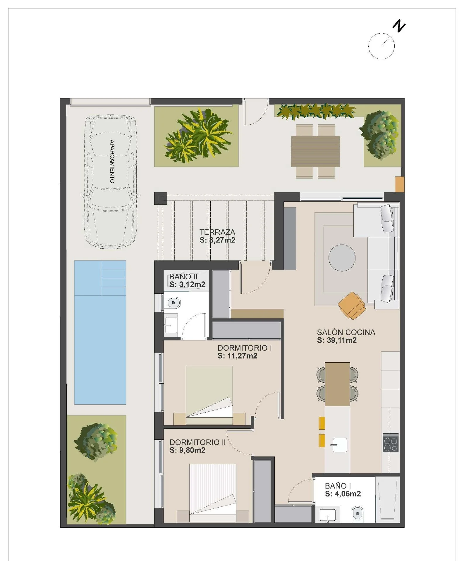 Quad House med 2 soveværelser