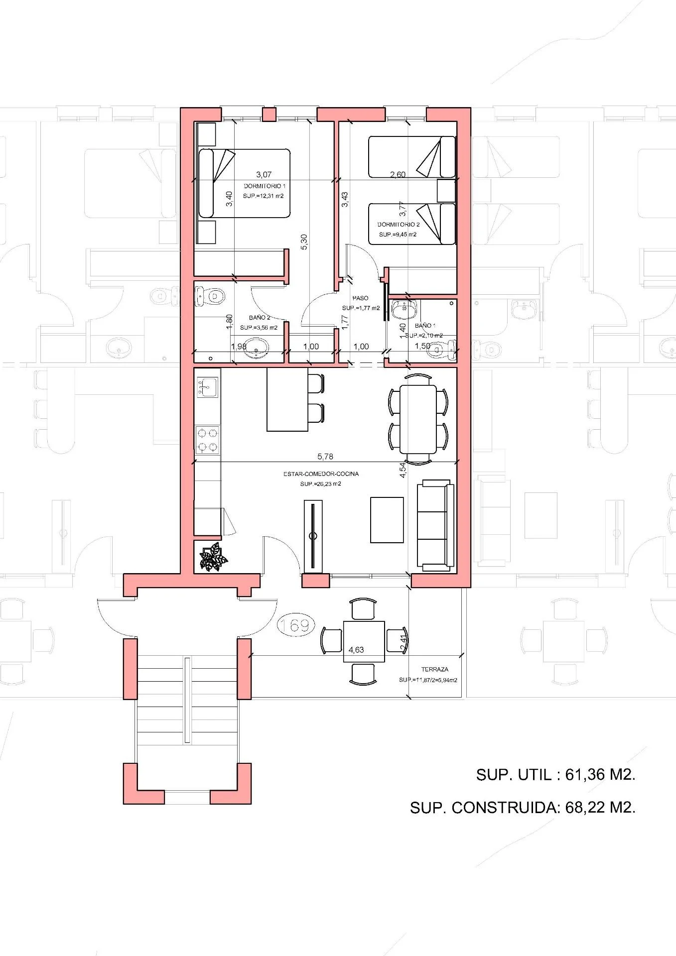 Penthouse med 2 soveværelser